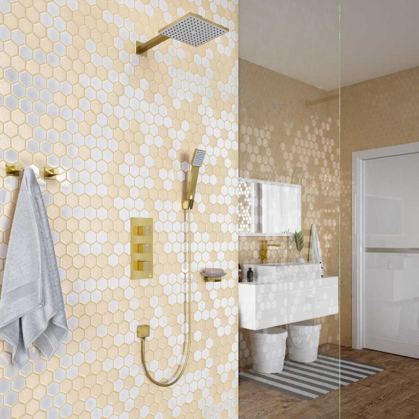 Душевая система Timo Tetra-Thermo золотая внеш.часть внутр.часть (SX-0179/17SM)