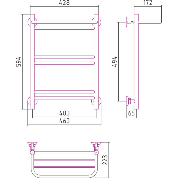Полотенцесушитель водяной Стилье Версия-Н1 600х400 (Полка+1+2+2) П 16 черный (17621-6040) Полотенцесушитель водяной Стилье Версия-Н1 600х400 (Полка+1+2+2) П 16 черный (17621-6040)