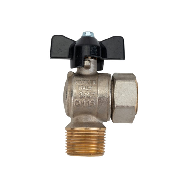 Кран угловой Stout 3/4"x3/4" НР шаровой с накидной гайкой (ручка бабочка) (SVB-0010-000020)