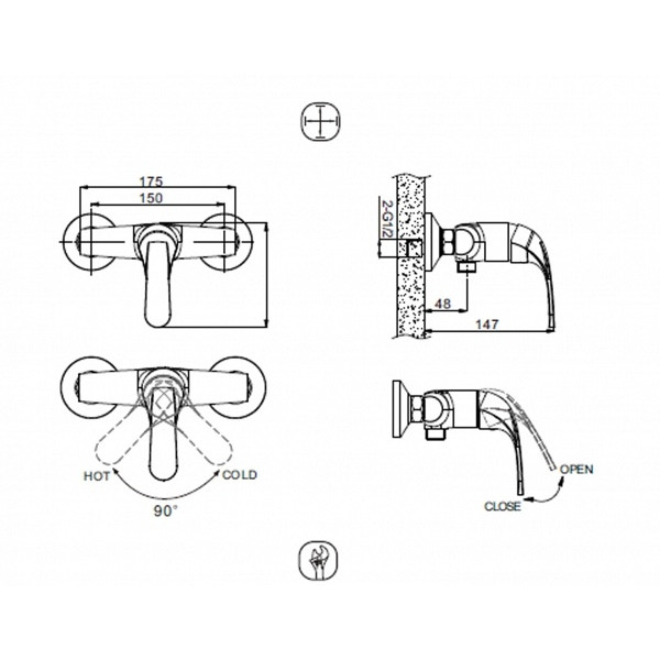 Смеситель для душа Bravat Fit (F9135188CP-01-RUS)