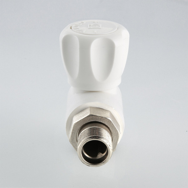 Кран шаровой со сгоном угловой PP-R 20x1/2"Н Valtec (белый) VTp.718.0.02004 Кран шаровой со сгоном угловой PP-R 20x1/2"Н Valtec (белый) VTp.718.0.02004