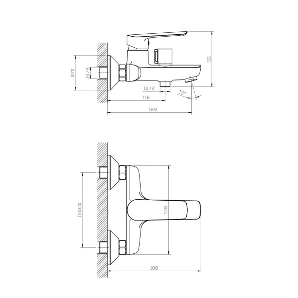 Смеситель для ванны и душа Esko Lagos хром (LG 54) Смеситель для ванны и душа Esko Lagos хром (LG 54)
