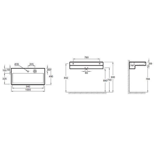 Раковина подвесная Jacob Delafon 100x49 белая (EXC9112-00)