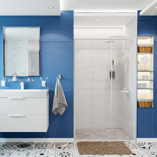 Душевая дверь WasserKraft Rhin 110*200 стекло прозрачное, профиль белый (44S13)