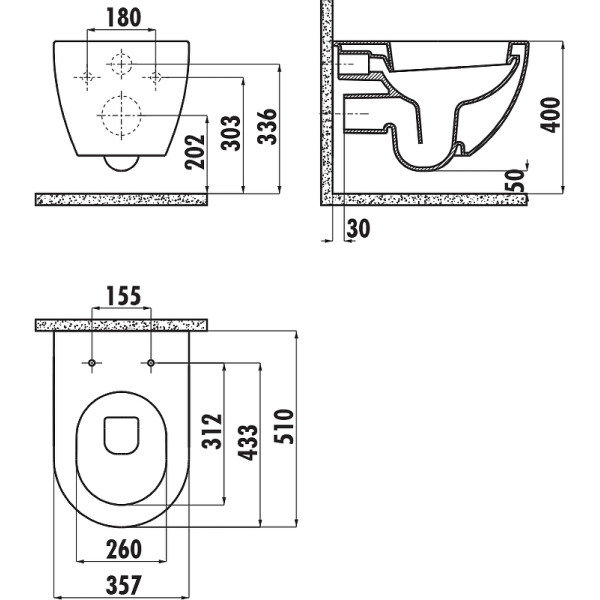 Унитаз подвесной Creavit Free 35,7x51x35 антрацит (FE320-11AM00E-0000)