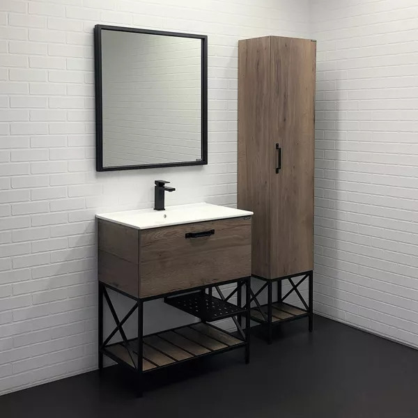 Тумба подвесная с раковиной Comforty Бредфорд 750x465x870 дуб темный (00-00008074)