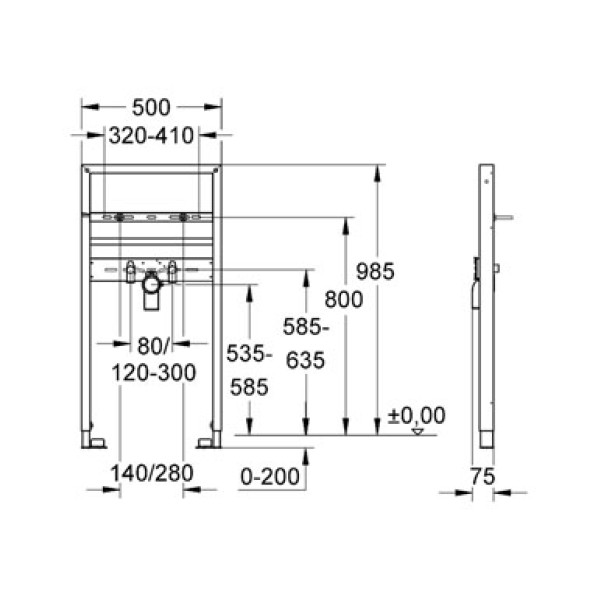 Инсталляция для раковины Grohe Rapid SL 38541 985 мм