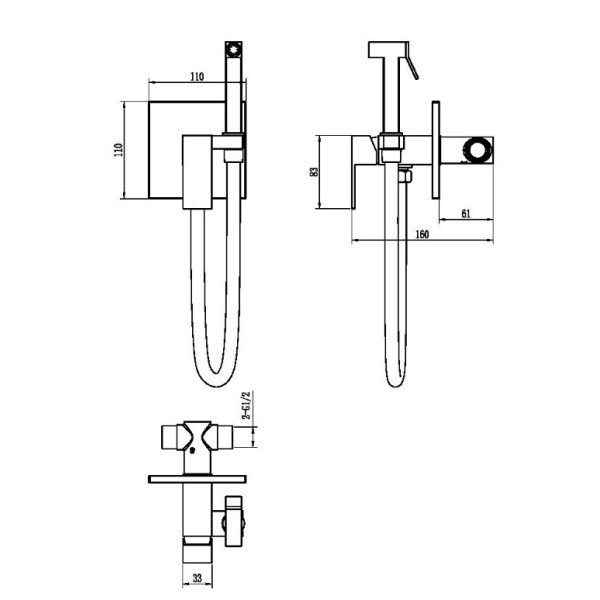 Смеситель с гигиеническим душем Boheme Qubic MW (белый) (477-MW)