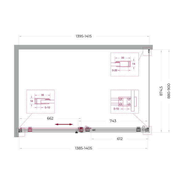 Душевой уголок BelBagno Soft Close-2 140x90x200 стекло прозрачное, профиль оружейная сталь матовая (SOFT_CLOSE-2-AH-1-140/90-C-GM)