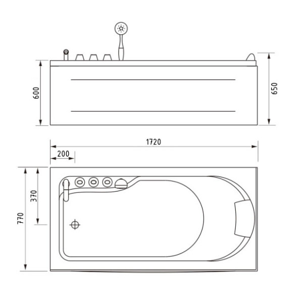 Ванна гидромассажная Gemy G9006-1.7 B L 1720х770х650 L Ванна гидромассажная Gemy G9006-1.7 B L 1720х770х650 L