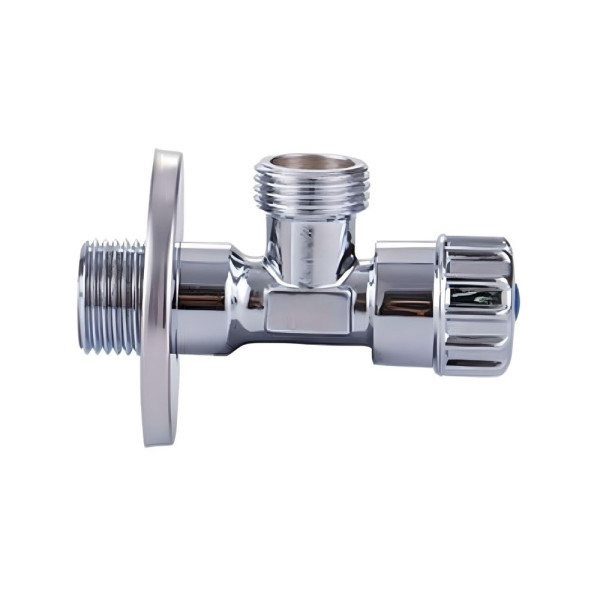 Кран угловой 1/2"*1/2" НН вентильный с чашкой Vieir (хром, в блистере) (VER57) Кран угловой 1/2"*1/2" НН вентильный с чашкой Vieir (хром, в блистере) (VER57)
