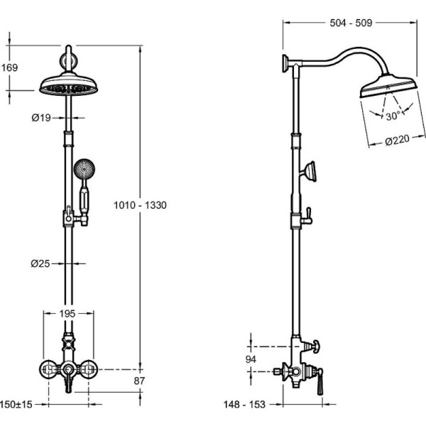 Душевая система Jacob Delafon Cleo хром (E24311-CP)