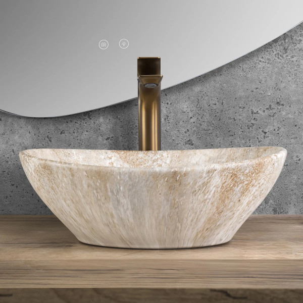 Раковина накладная REA Sofia savana matt 41x34,5x15 мрамор матовая (REA-U6361)