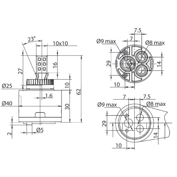 Картридж Melodia для однорук.см. 40мм с экономией воды 3 положения (MKP20808WC)