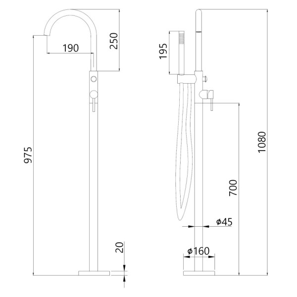 Смеситель напольный Abber Wasser Kreis золото матовое (AF8115GN)