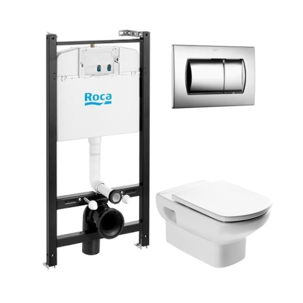 Комплект инсталляция с унитазом Roca Dama Senso с кнопкой и сиденьем (893104090) Комплект инсталляция с унитазом Roca Dama Senso с кнопкой и сиденьем (893104090)