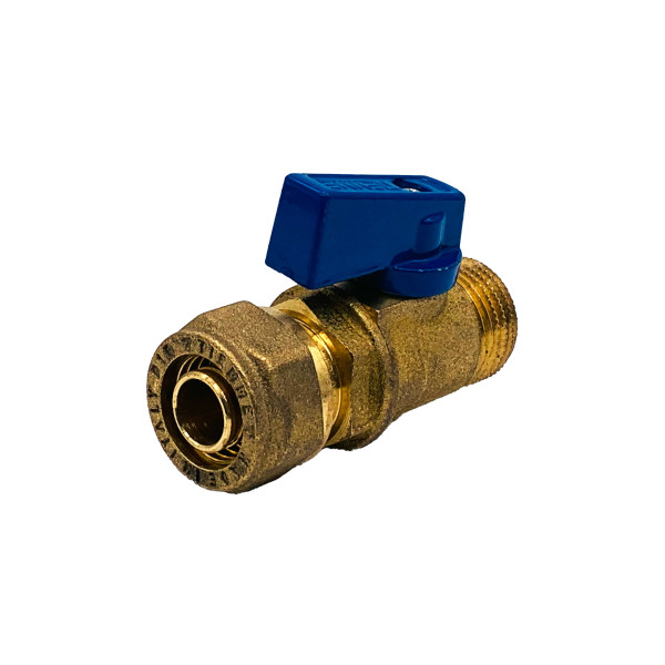 Кран шаровый (мини) Tiemme 16 (2,0)*1/2" Н (синяя ручка) (2940001)