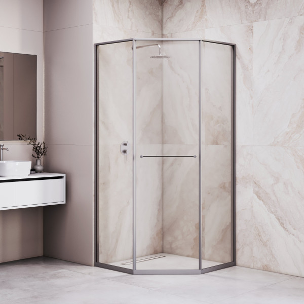 Душевой уголок RGW 100x100x200 стекло прозрачное, профиль серый (33328200-110L)