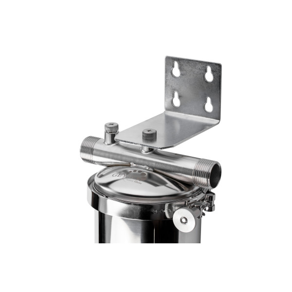 Фильтр колбовый Гейзер Тайфун 1" 10ВВ со сливом (нержавеющая сталь, с универсальным картриджем для холодной и горячей воды) (32066)