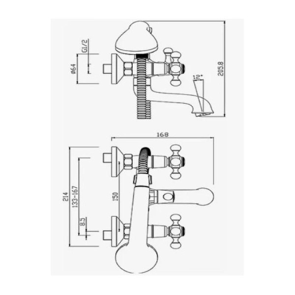 Смеситель для ванны и душа Dlin хром (D130810)