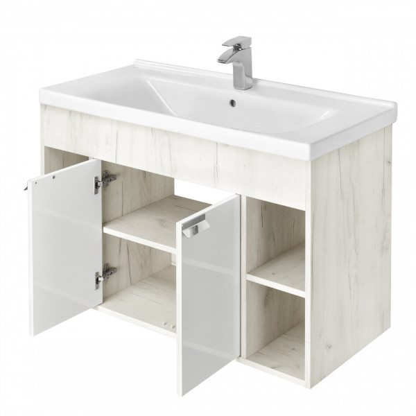 Тумба подвесная Aquaton Флай 992x429x610 белый, дуб крафт (1.A237.5.01F.AX1.0)