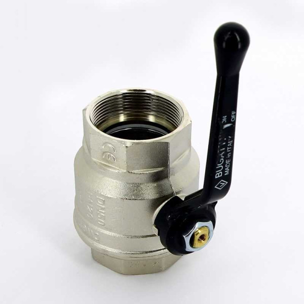 Кран Bugatti 2" ВВ шаровый New Jersey 910 (черная ручка) (09100017)