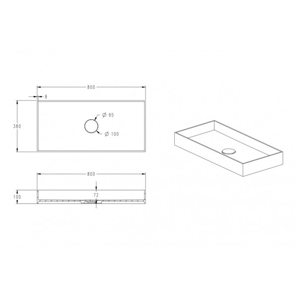 Раковина накладная Abber Stein 800x380 белый матовый (AS2622) Раковина накладная Abber Stein 800x380 белый матовый (AS2622)