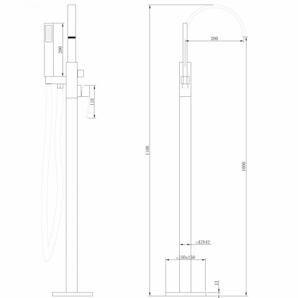 Смеситель для ванны и душа Abber Wasserfall Золотой (AF8615G)