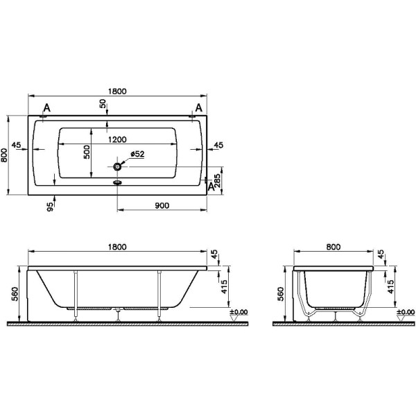 Ванна акриловая Vitra Neon 180x80 белая (52540001000) Ванна акриловая Vitra Neon 180x80 белая (52540001000)