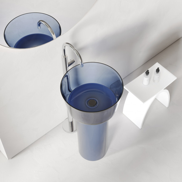 Раковина отдельностоящая Abber Kristall 45x45x90 синий (AT2702Saphir-H)