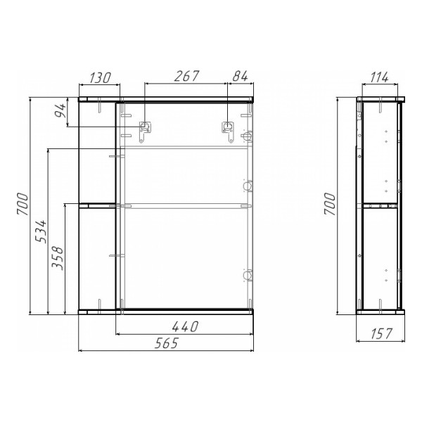 Шкаф зеркальный Домино Норма 1-55 правый (DA1604HZ) Шкаф зеркальный Домино Норма 1-55 правый (DA1604HZ)
