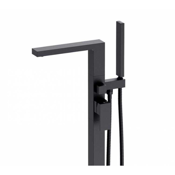 Смеситель напольный Timo Selene черный, душевая лейка, душевой шланг (2210/03Y-CR)