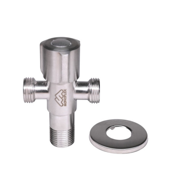 Кран проходной 1/2"х1/2"х1/2" НН Monoflex (нерж.сталь, керамический картридж) (Н02451)