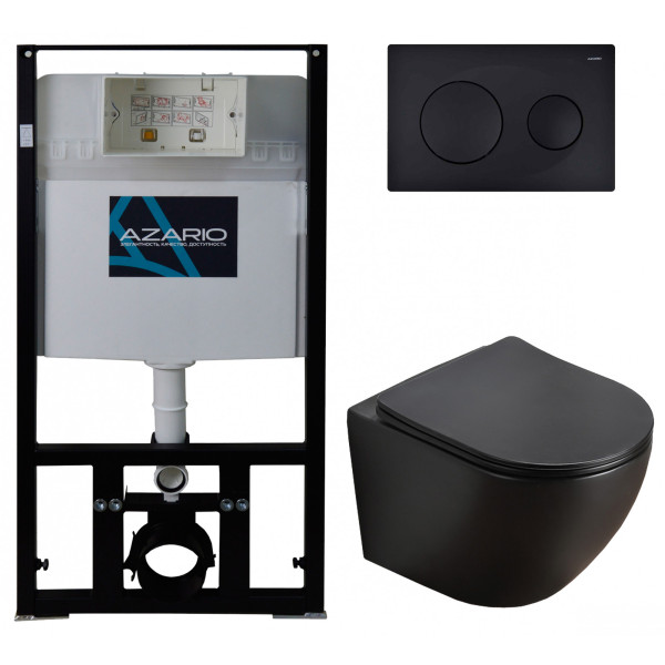 Комплект инсталляция с унитазом Сет Azario инсталляция с унитазом Grado чёрный мат с сиденьем микролифт+клавиша 0013