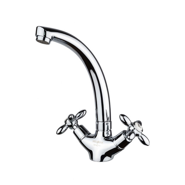 Смеситель для кухни Melodia Retro литой излив резина, без гибкой подводки, хром (MDV32310) Смеситель для кухни Melodia Retro литой излив резина, без гибкой подводки, хром (MDV32310)