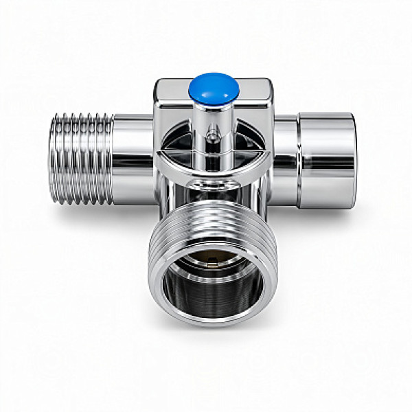 Кран шаровый STI 1/2"НРх3/4"НРх1/2"ВР проходной (хром) ТТ000020305