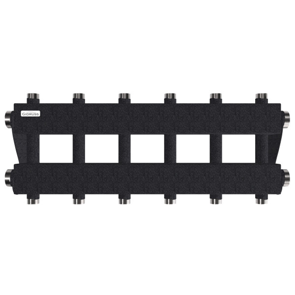 Коллектор модульный Gidruss MK-150-6DUx25 (до 150 кВт, 2 магистр. подкл. G 1 1/2", 3 контура G 1" вверх и 3 вниз, ст. 09Г2С) Коллектор модульный Gidruss MK-150-6DUx25 (до 150 кВт, 2 магистр. подкл. G 1 1/2", 3 контура G 1" вверх и 3 вниз, ст. 09Г2С)