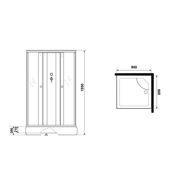 Душевая кабина 90x90 стекло тонированное, профиль хром матовый (E90/26Q/TN/BK)