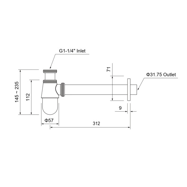 Сифон для раковины Aquatek 1"-1/4" золото (AQ6014BG)