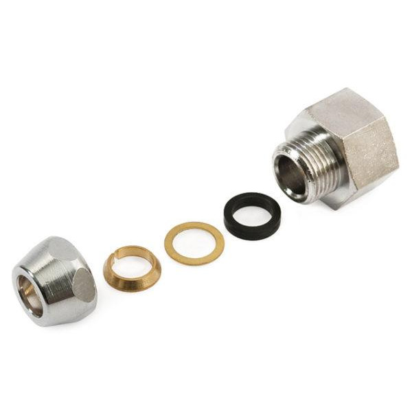 Переход 1/2"Вх3/8"Н с цангой General Fittings (хром) 140002C040310H