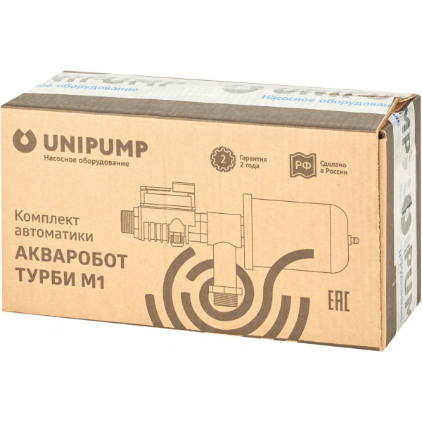 Комплект автоматики Unipump АКВАРОБОТ ТУРБИ-M1 c гидроаккумулятором 2 л (19264)