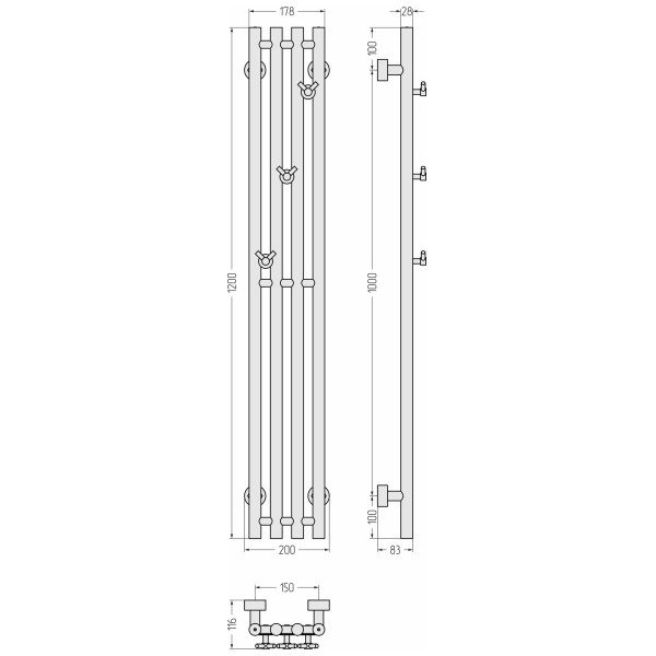 Полотенцесушитель водяной Сунержа Кантата 1200х150 матовый черный (31-0446-1215) Полотенцесушитель водяной Сунержа Кантата 1200х150 матовый черный (31-0446-1215)