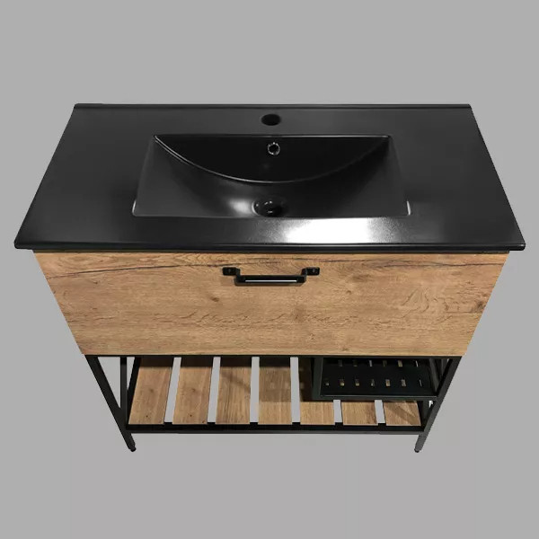 Тумба подвесная с раковиной Comforty Бредфорд 900x465x870 дуб темный (00004148003)