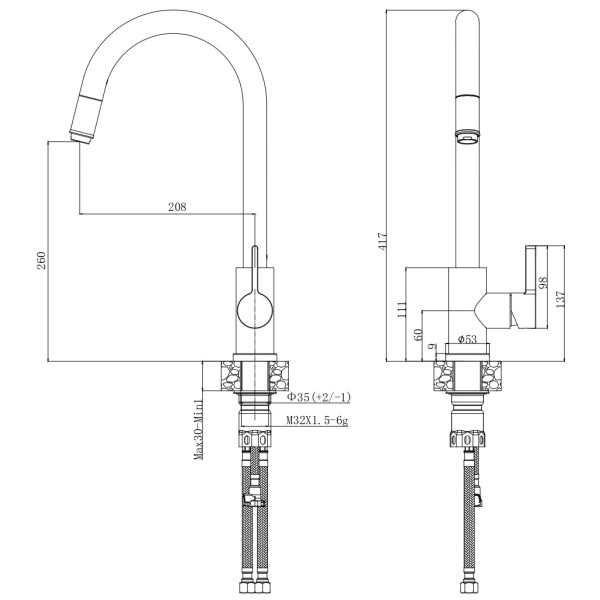 Смеситель для кухни Voda Vessel Black черный (VSL519B) Смеситель для кухни Voda Vessel Black черный (VSL519B)