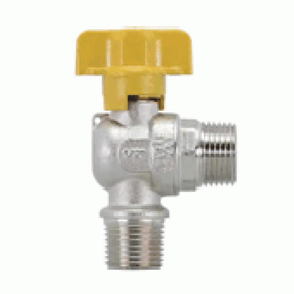 Кран газовый угловой Bugatti 1/2"*1/2" НН шаровый (597)