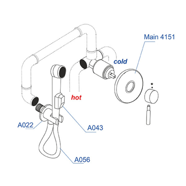 Смеситель с гигиеническим душем WasserKRAFT A04156 со шлангом 100 см