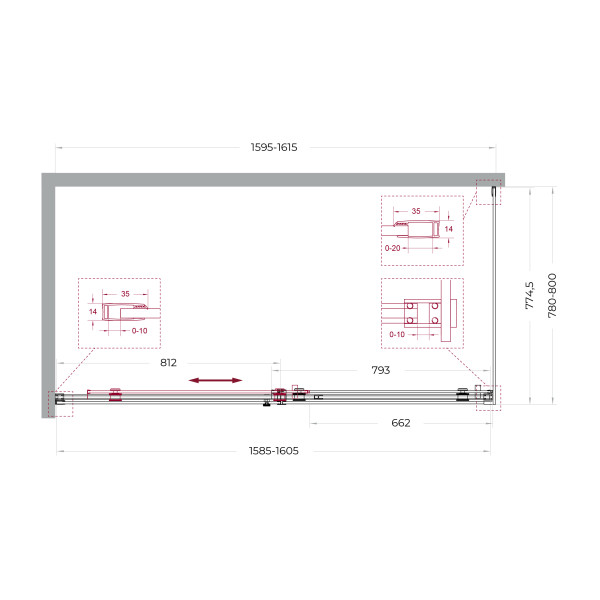 Душевой уголок BelBagno Soft Close-2 160x80x200 стекло прозрачное, профиль хром глянцевый (SOFT_CLOSE-2-AH-1-160/80-C-Cr)