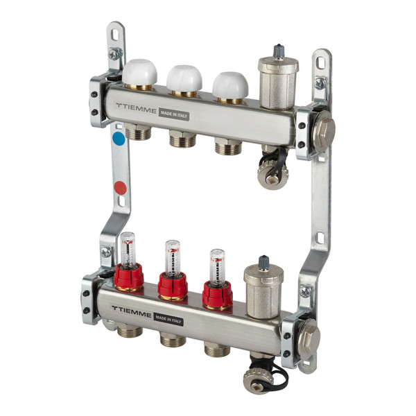 Коллекторная группа Tiemme 3 отвода 1"-3/4" НР ЕК M30х1,5 мм. с расходомерами (нерж.ст) (3920129) Коллекторная группа Tiemme 3 отвода 1"-3/4" НР ЕК M30х1,5 мм. с расходомерами (нерж.ст) (3920129)
