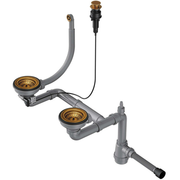 Сифон с клапаном- автоматом для полуторачашевых моек Omoikiri с круглым переливом WK-1,5CL-R-AB022-A античная латунь (4957093) Сифон с клапаном- автоматом для полуторачашевых моек Omoikiri с круглым переливом WK-1,5CL-R-AB022-A античная латунь (4957093)