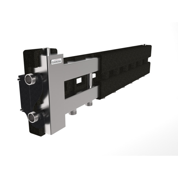 Коллектор балансировочный Gidruss BMSS-60-5D.EPP (до 60 кВт, вх. G 1", 4+1 контура G 1", 4D-кронштейны K.UMS, EPP-термоизоляция, нерж ст.)